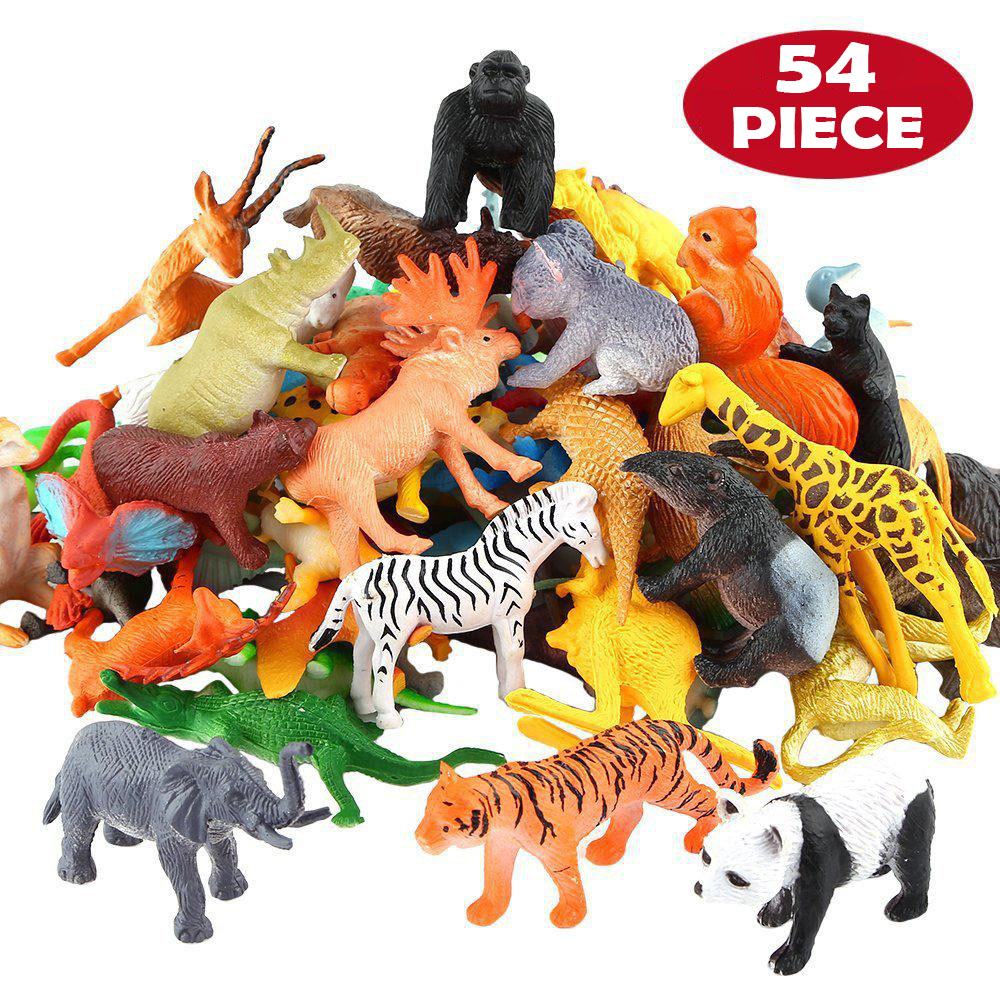 54 Pcs Mini Jungle Animal Toys - Model Kit Dinosaur 评论和价格